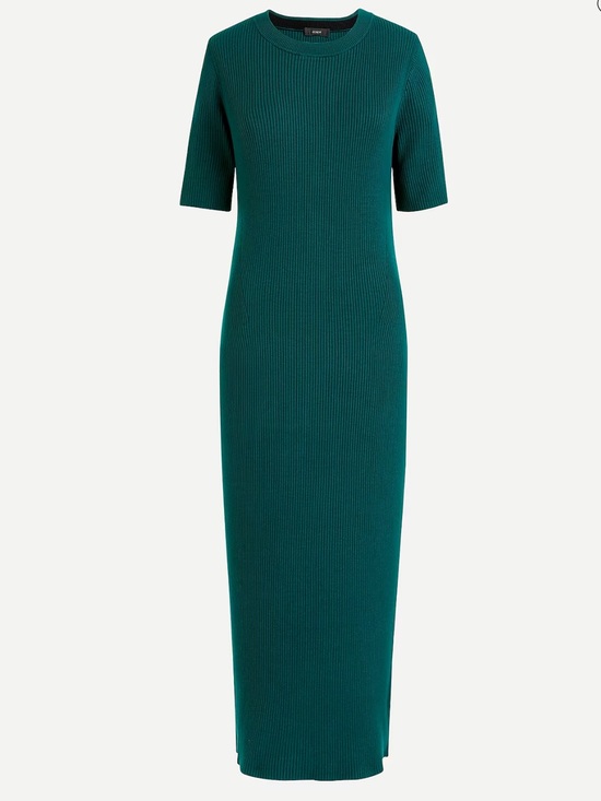 J. Crew Dresses & Skirts - J. Crew Ribbed Knit short sleeve MIDI Dress emerald green size Medium NWT